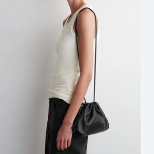 Elegant Black Leather Shoulder Bag Cos